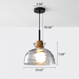 Nordic Rippled Glass Wood Pendant Light