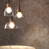 Nordic Rippled Glass Wood Pendant Light