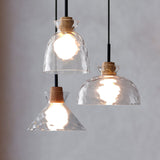 Nordic Rippled Glass Wood Pendant Light