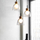 Nordic Rippled Glass Wood Pendant Light