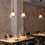 Nordic Rippled Glass Wood Pendant Light