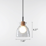 Nordic Rippled Glass Wood Pendant Light