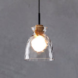 Nordic Rippled Glass Wood Pendant Light