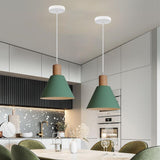 Nordic Wood Accent Cone Pendant Light