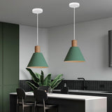 Nordic Wood Accent Cone Pendant Light