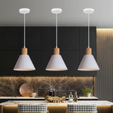 Nordic Wood Accent Cone Pendant Light