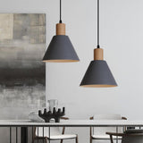 Nordic Wood Accent Cone Pendant Light