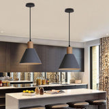 Nordic Wood Accent Cone Pendant Light