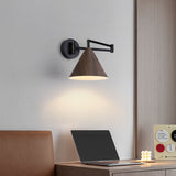 Nordic Wood Cone Swing Arm Wall Light