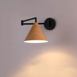 Nordic Wood Cone Swing Arm Wall Light