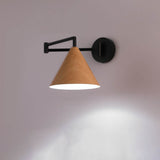 Nordic Wood Cone Swing Arm Wall Light