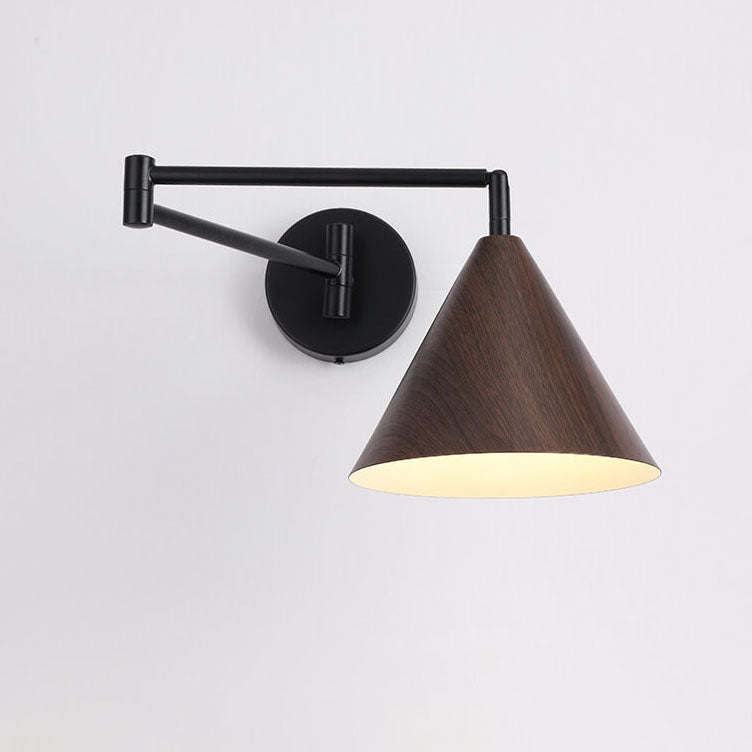 Nordic Wood Cone Swing Arm Wall Light