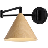 Nordic Wood Cone Swing Arm Wall Light