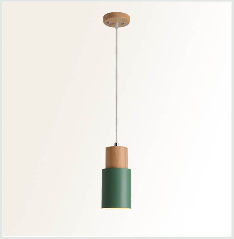 Nordic Wood Cylinder LED Pendant Light