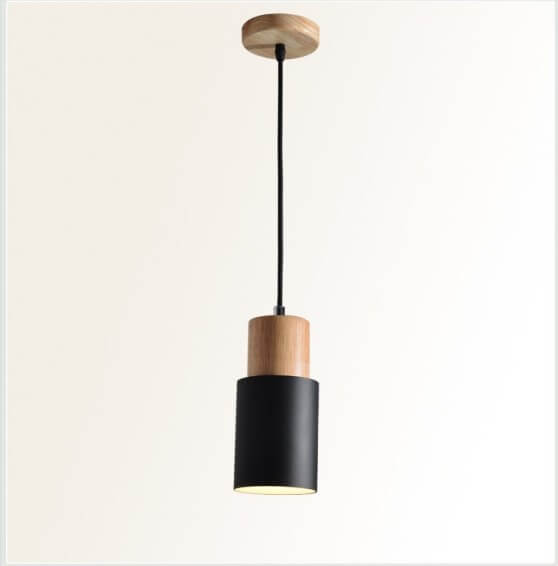 Nordic Wood Cylinder LED Pendant Light