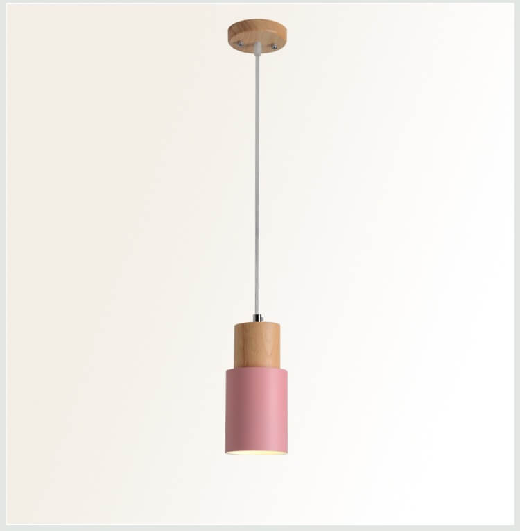 Nordic Wood Cylinder LED Pendant Light