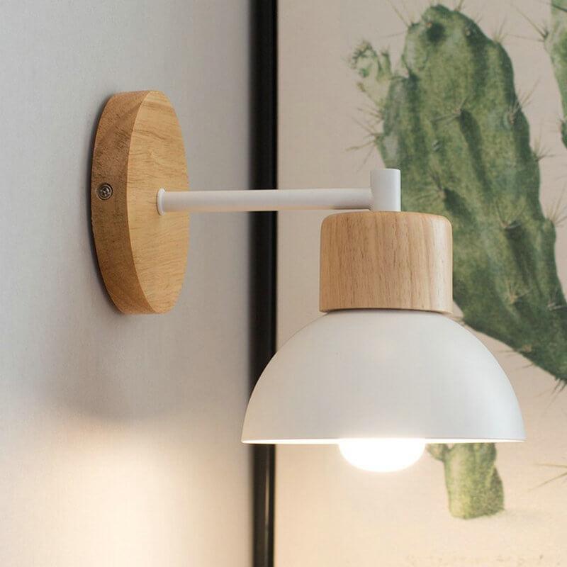 Nordic Wood Dome Wall Light with Iron