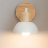 Nordic Wood Dome Wall Light with Iron