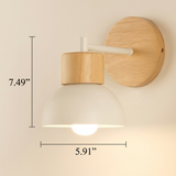 Nordic Wood Dome Wall Light with Iron