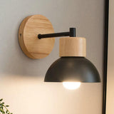 Nordic Wood Dome Wall Light with Iron
