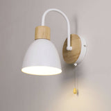 Nordic Wood Dome Wall Light with Pull