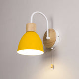 Nordic Wood Dome Wall Light with Pull