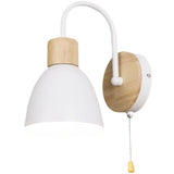 Nordic Wood Dome Wall Light with Pull