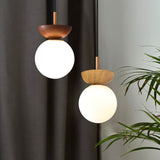 Nordic Wood Glass Globe Ceiling Light