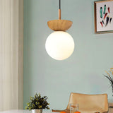 Nordic Wood Glass Globe Ceiling Light