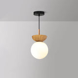 Nordic Wood Glass Globe Ceiling Light