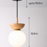 Nordic Wood Glass Globe Ceiling Light