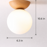 Nordic Wood Glass Globe Ceiling Light
