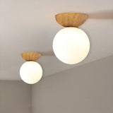 Nordic Wood Glass Globe Ceiling Light