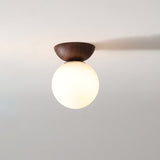 Nordic Wood Glass Globe Ceiling Light
