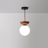 Nordic Wood Glass Globe Ceiling Light