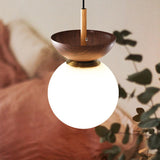 Nordic Wood Glass Globe Ceiling Light