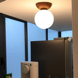 Nordic Wood Glass Globe Ceiling Light