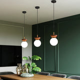 Nordic Wood Glass Globe Ceiling Light