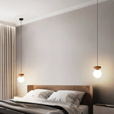 Nordic Wood Glass Globe Ceiling Light