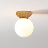 Nordic Wood Glass Globe Ceiling Light