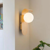 Nordic Wood Globe Wall Sconce with LED