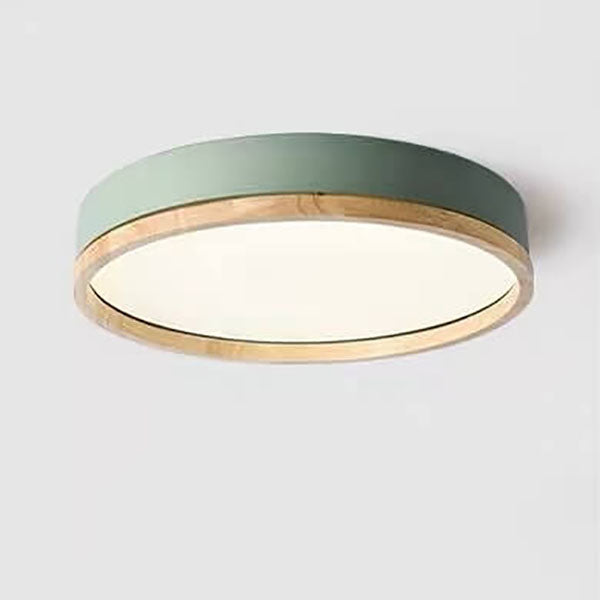 Nordic Wood Round LED Flush Ceiling Light