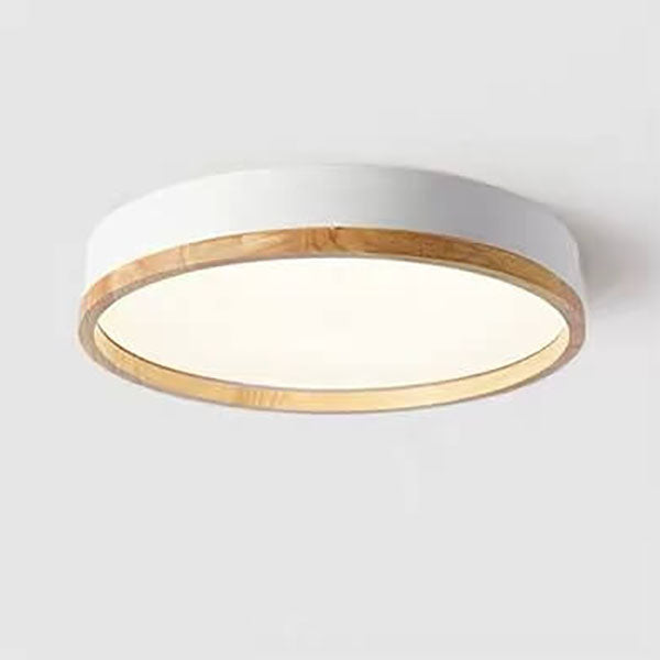Nordic Wood Round LED Flush Ceiling Light