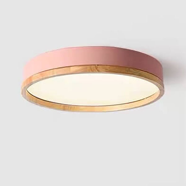 Nordic Wood Round LED Flush Ceiling Light