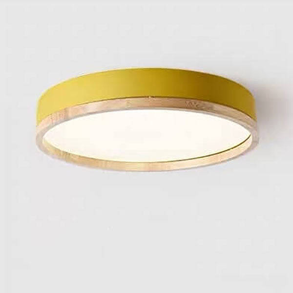 Nordic Wood Round LED Flush Ceiling Light
