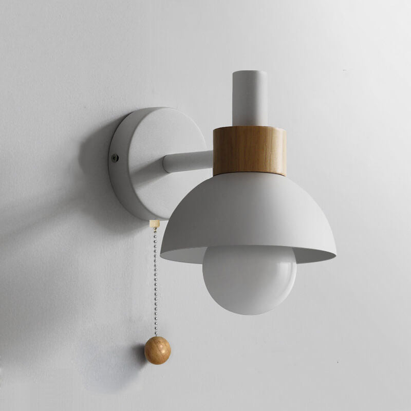 Nordic Wood and Metal Globe Wall Sconce