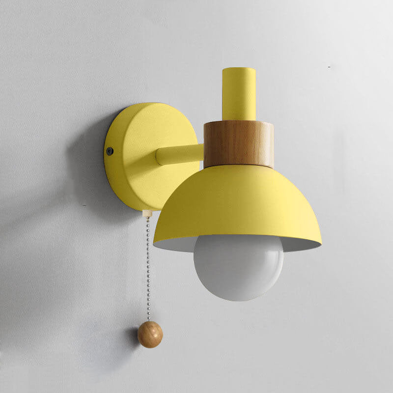 Nordic Wood and Metal Globe Wall Sconce
