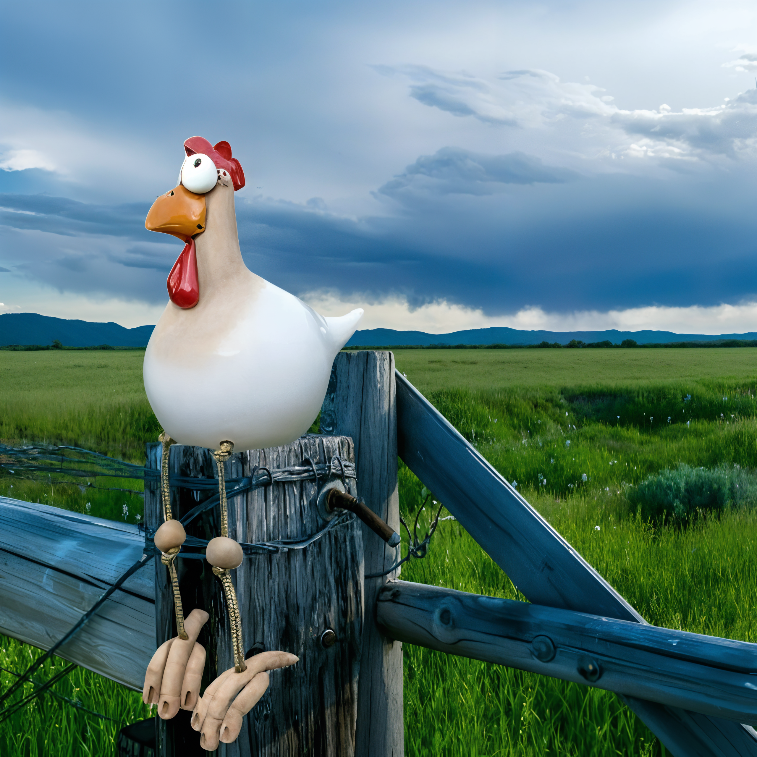 Resin Chicken Statue Big-Eyed Garden Decor