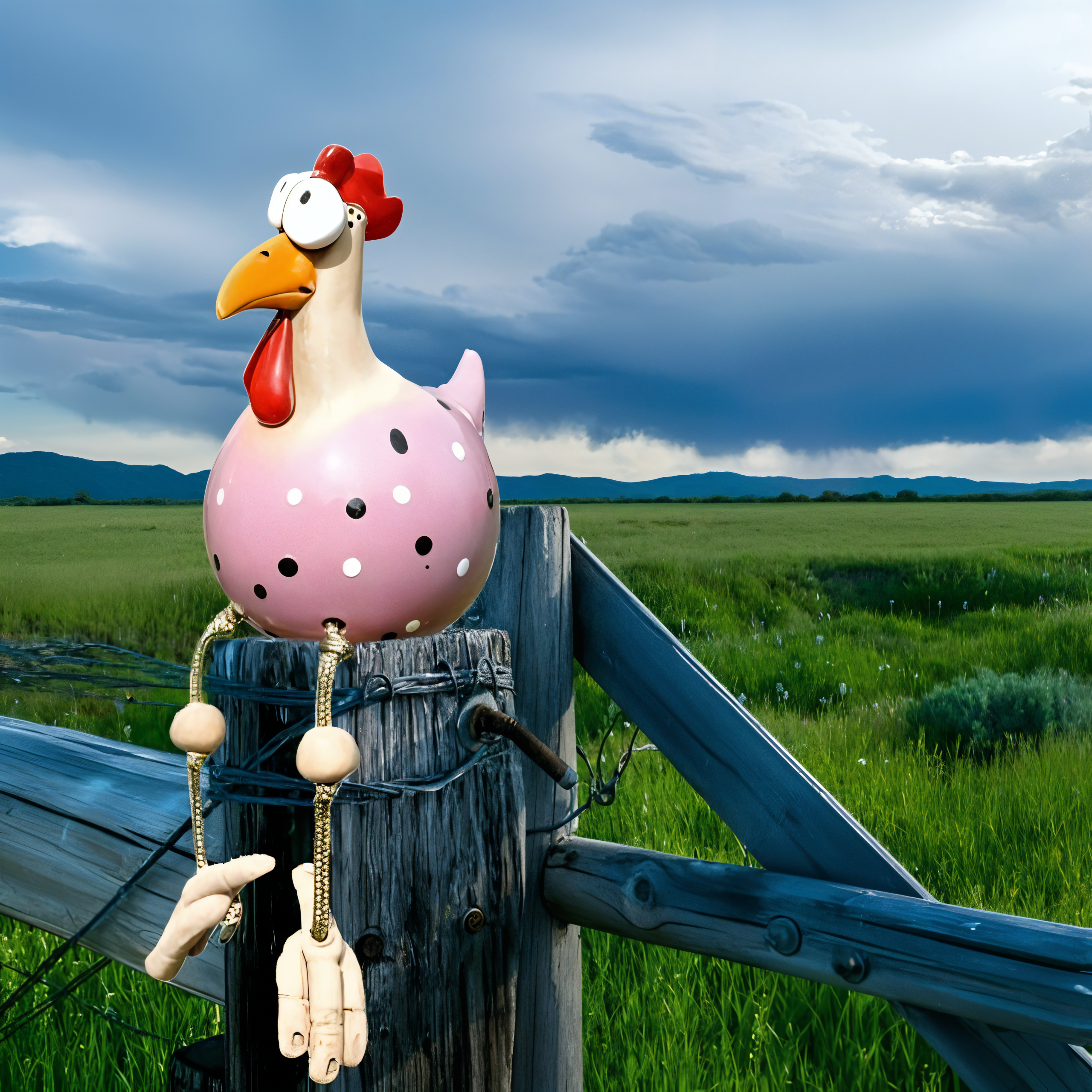 Resin Chicken Statue Big-Eyed Garden Decor