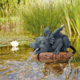 Resin Dragon Fountain Garden Decor with Spray
